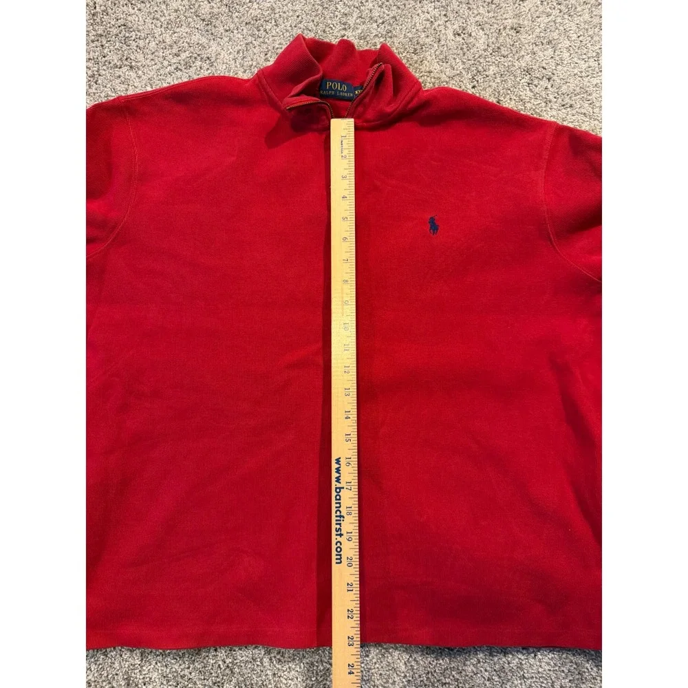 Polo Ralph Lauren Pullover Mens XXL‎ Red Quarter Zip Cotton Pony Logo Mock Neck